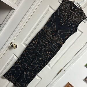 Black and Gold Sleeveless Dress